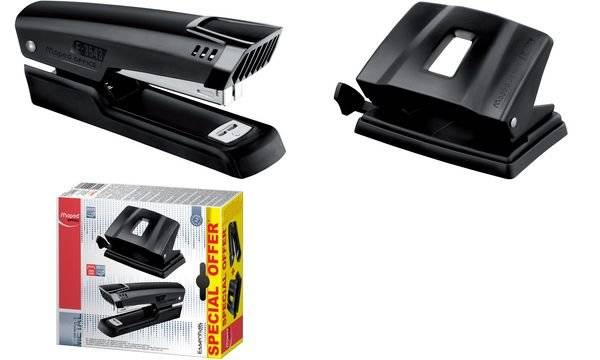Maped Heftgerät- & Locher-Set Essentials, schwarz (82898014)-0