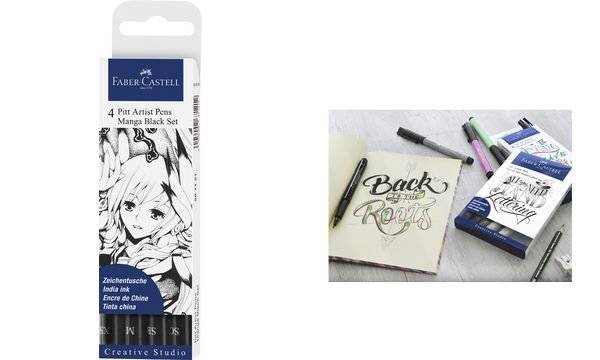 FABER-CASTELL Tuschestift PITT artist pen, 4er Etui Manga-0