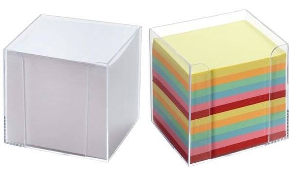 FOLIA - Zettelbox transparent inkl. 700 Notizzettel farbig sortiert-1