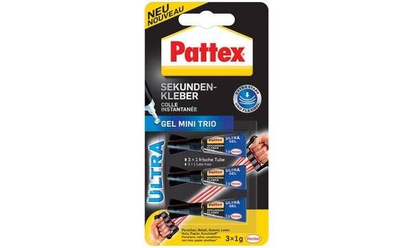 Pattex Sekundenkleber Ultra Gel Mini Trio, 3 Tuben à 1 g (56071163)-3