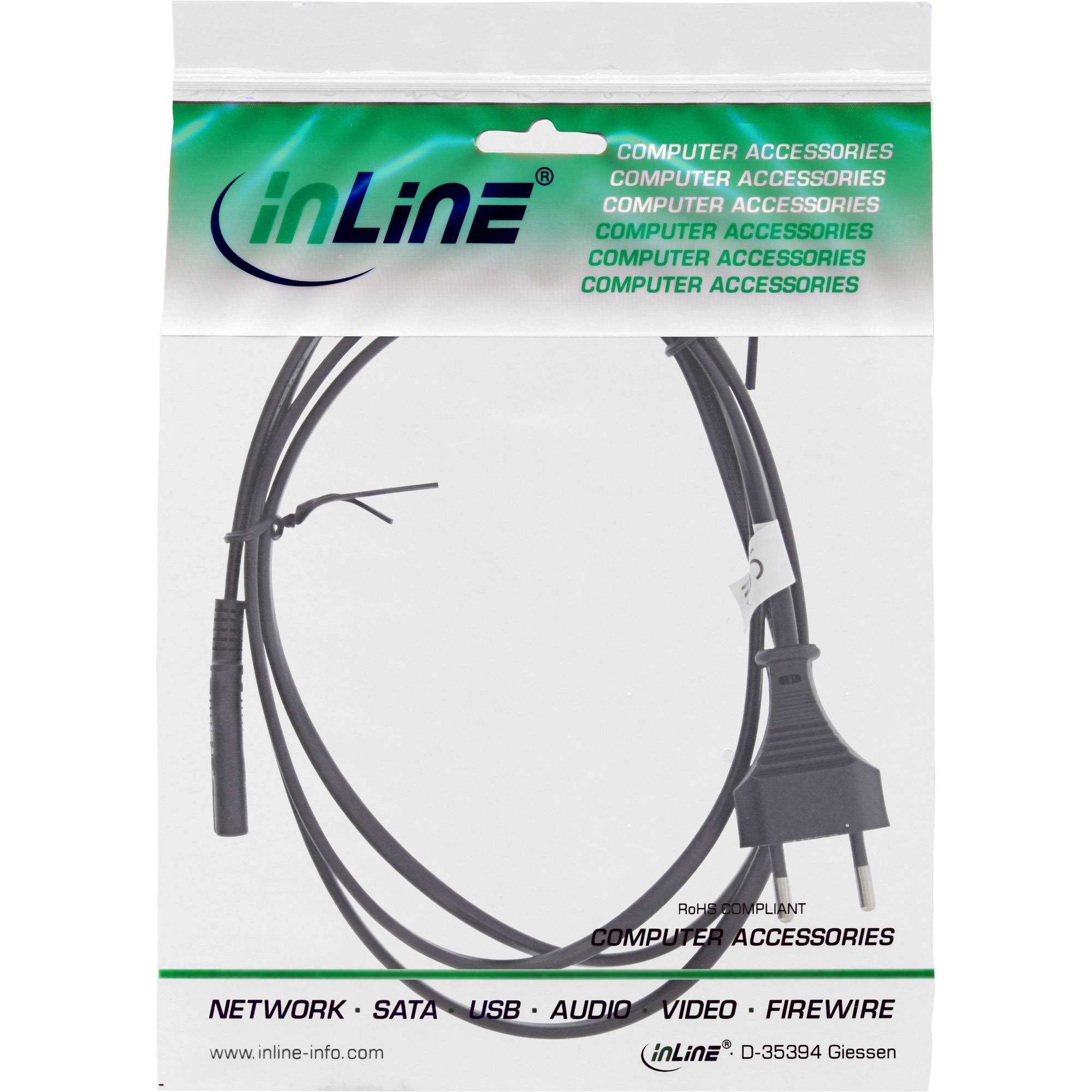 InLine® Netzkabel, Netzstecker CEE7/16 Schweiz auf Euro 8 C7 Stecker, 1,8m-1