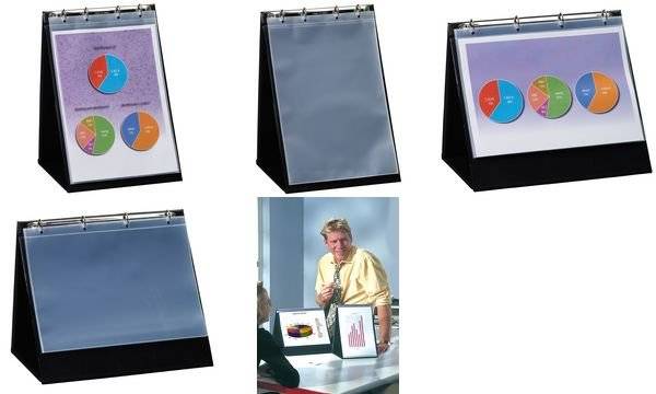 rillstab Tisch-Flipchart, A4 quer, schwarz, inkl. 10 Hüllen (71700049)