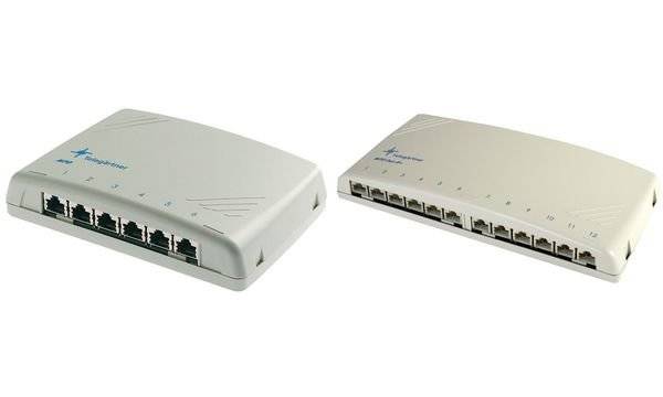 Telegärtner Mini Distributor MPD6-HS K Cat.6A - Oberflächenmontage-Verteilerkasten - CAT 6a - RJ-45 X 6 - Hellgrau, RAL-1