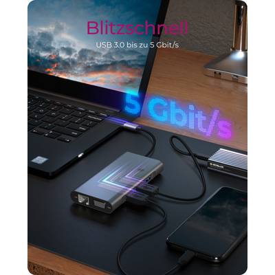 IB-DK4040-CPD, 10 in 1 USB Type-C® Notebook DockingStation, 1x HDMI 4K60Hz, 1x VGA, 3x USB-A, 1x USB-C(PD Only),1x Audio-2