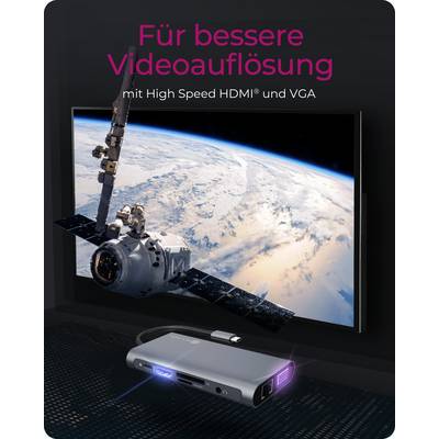 IB-DK4040-CPD, 10 in 1 USB Type-C® Notebook DockingStation, 1x HDMI 4K60Hz, 1x VGA, 3x USB-A, 1x USB-C(PD Only),1x Audio-4