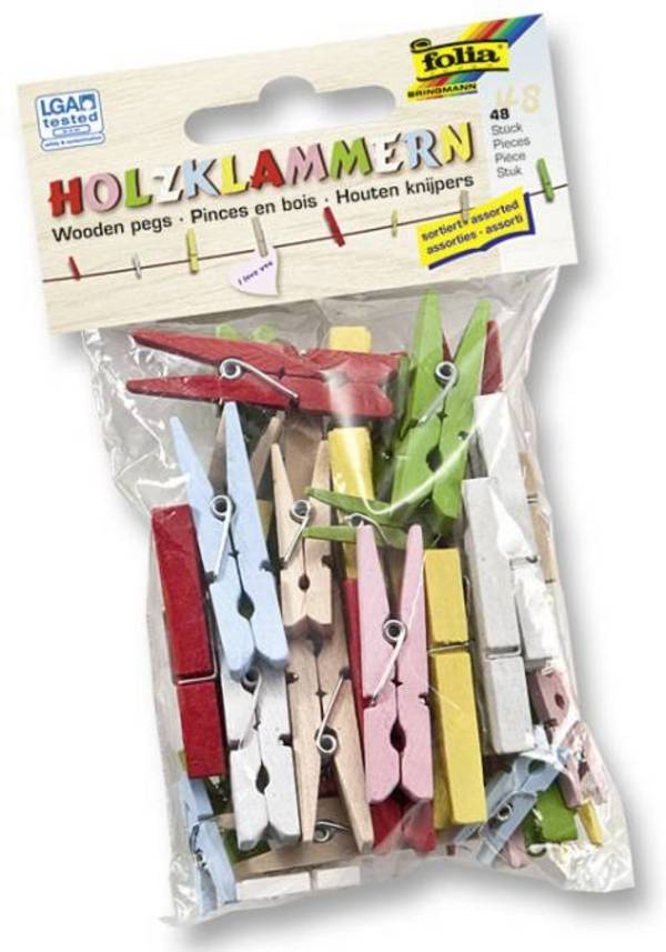 folia Holzklammern, natur, 3 Größen sortiert (57906267)