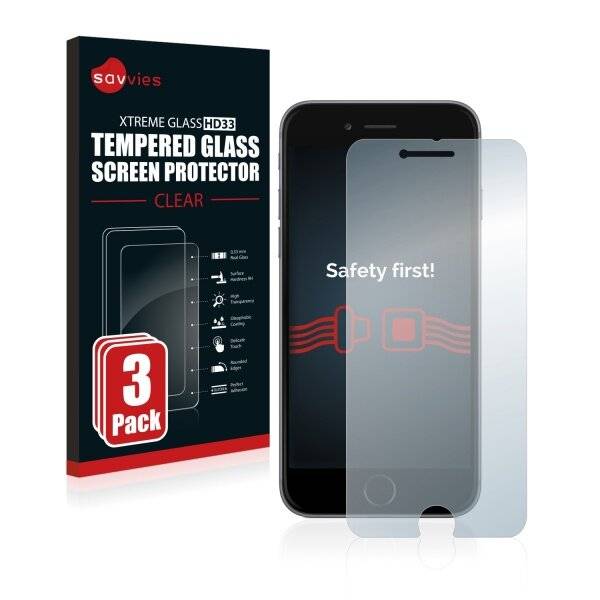 3x Savvies HD33 Clear Schutzglas für Apple iPhone-0