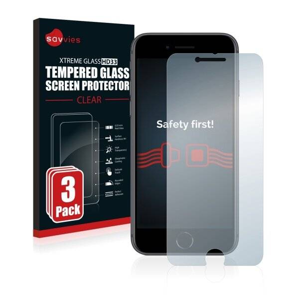 3x Savvies HD33 Clear Schutzglas für Apple iPhone-0