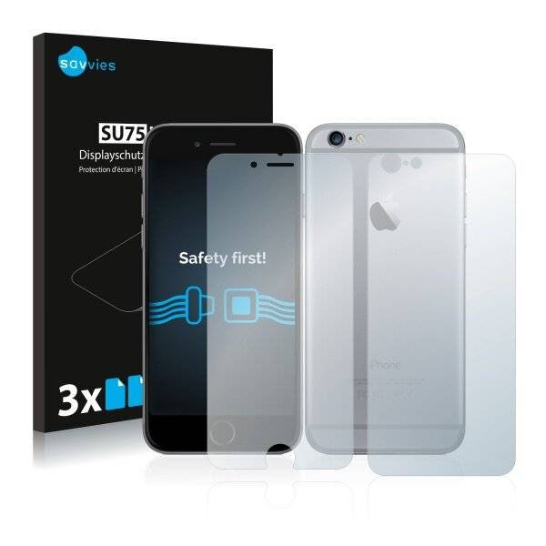 6x Savvies SU75 Displayschutzfolie für Apple iPhone 6 (Vorder +-0
