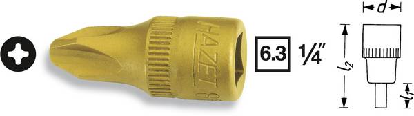 Hazet 8506 8506-PH3 Kreuzschlitz Phillips Steckschlüssel-Bit-Einsatz    PH 3   1/4" (6.3 mm)