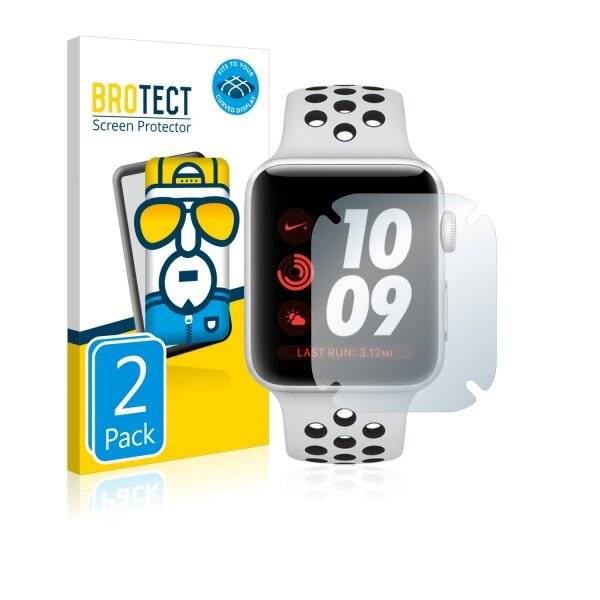 2x BROTECT Flex Full-Cover Displayschutzfolie für Apple Watch Nike Plus Series 3 (38