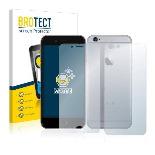 2x BROTECT Matte Displayschutzfolie für Apple iPhone 6 (Vorder + Rückseite) - Entspiegelt,-0