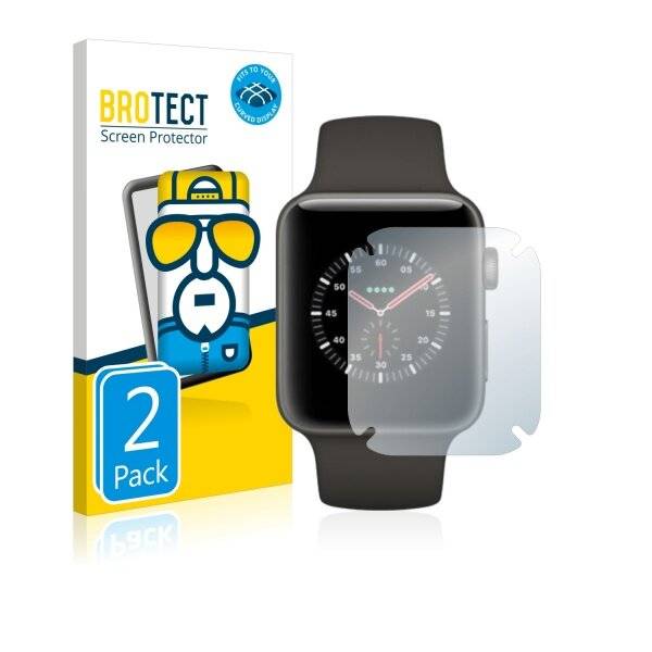 2x BROTECT Flex Full-Cover Displayschutzfolie für Apple Watch Edition Series 3 (42