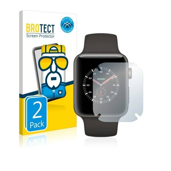 2x BROTECT Flex Full-Cover Displayschutzfolie für Apple Watch Edition Series 3 (38