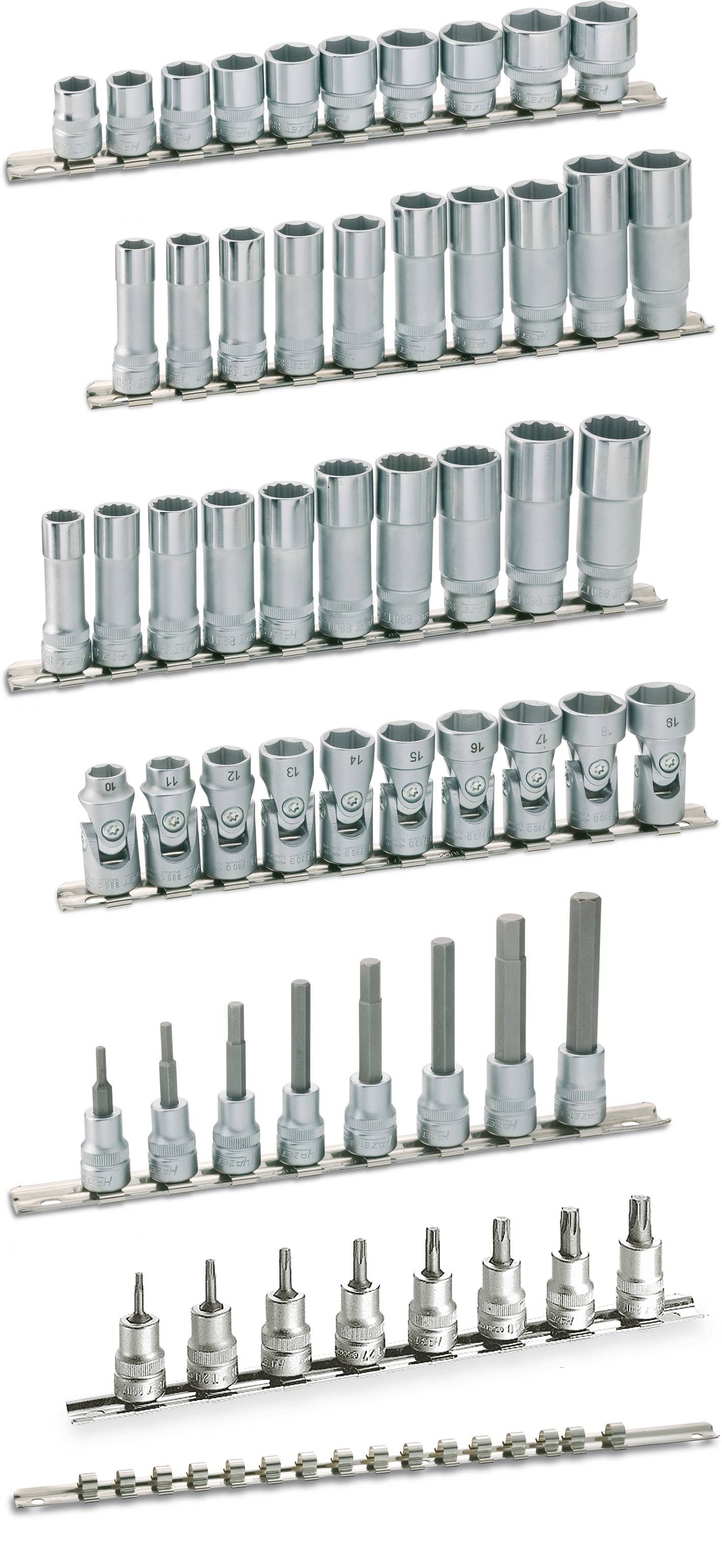 HAZET Außen-Sechskant Gelenk-Steckschlüsseleinsatz-Set 10teilig 3/8\" (10 mm) Produktabmessung, Länge