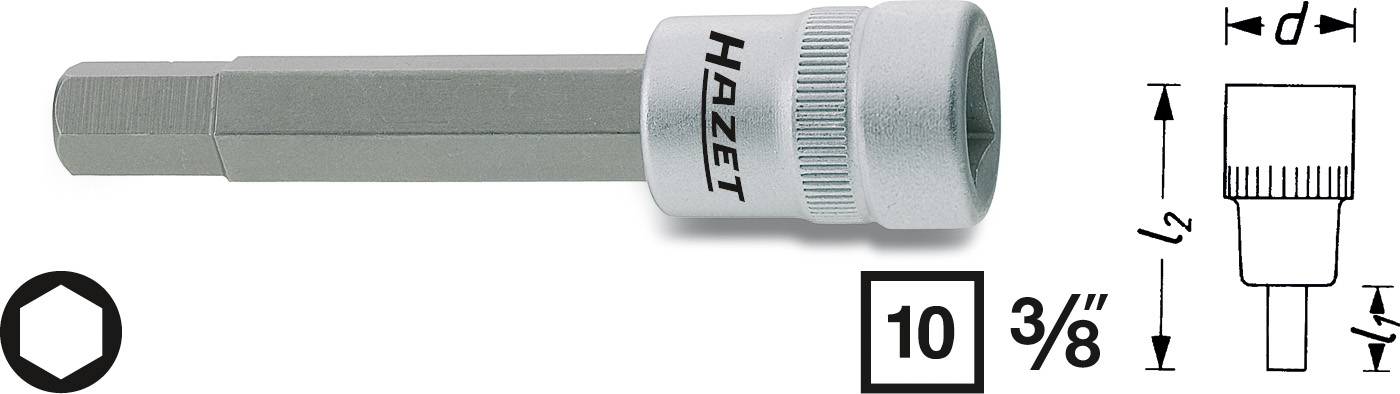 HAZET Innen-Sechskant-Schraubendreher-Einsatz 10 mm (3/8\") 8801-4 Länge 55 mm (8801-4)