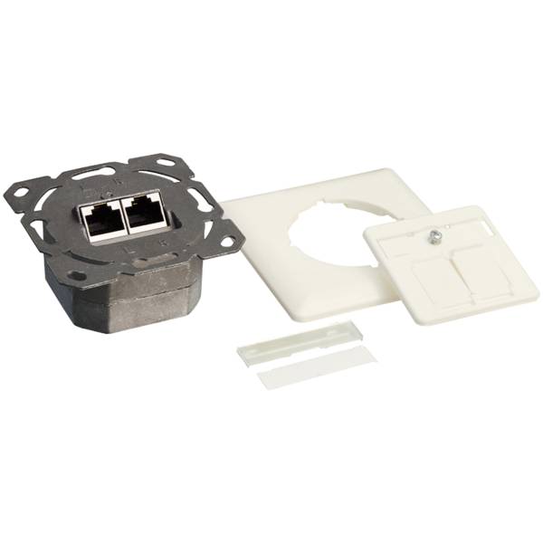 LogiLink Professional Cat.6A Netzwerkdose UP 2xRJ45 geschirmt, reinweiß