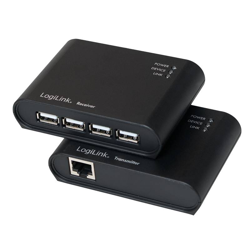 LogiLink USB 2.0 Extender mit integriertem 4-Port USB 2.0 Hub und Netzteil-0
