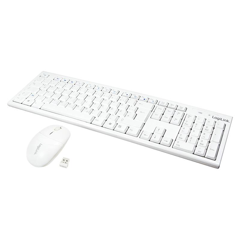 LogiLink ID0104W Funk Tastatur, Maus-Set Maustasten, Hotkey Funktion Deutsch, QWERTZ Weiß-5