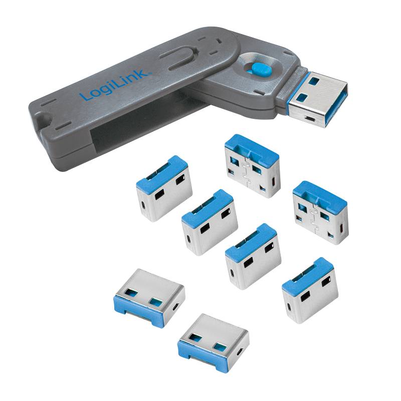 LogiLink USB-Port Schloss (1x Schlüssel und 8x Schlösser)-0