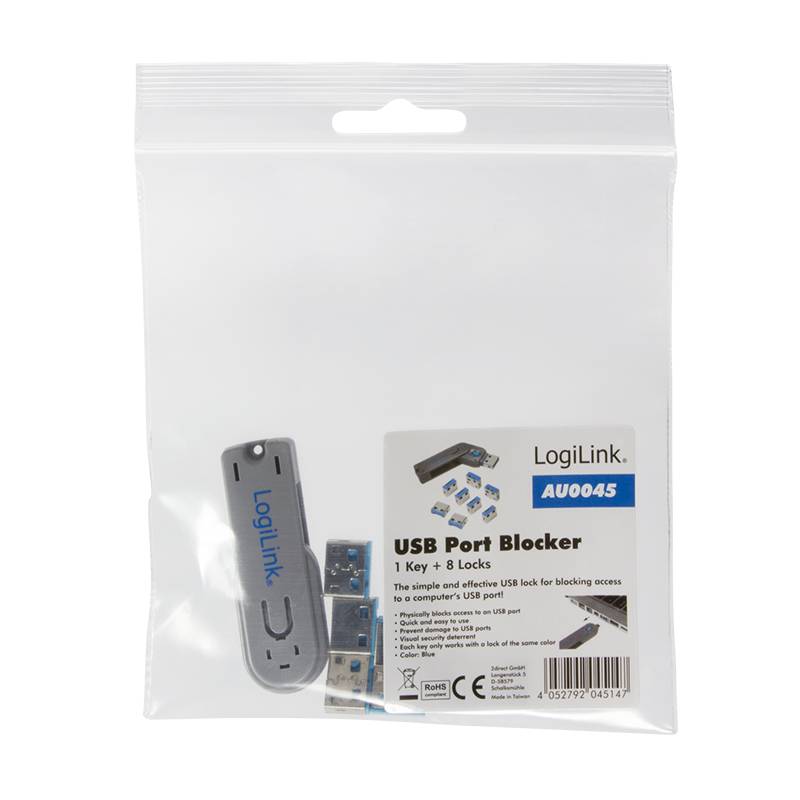 LogiLink USB-Port Schloss (1x Schlüssel und 8x Schlösser)-3