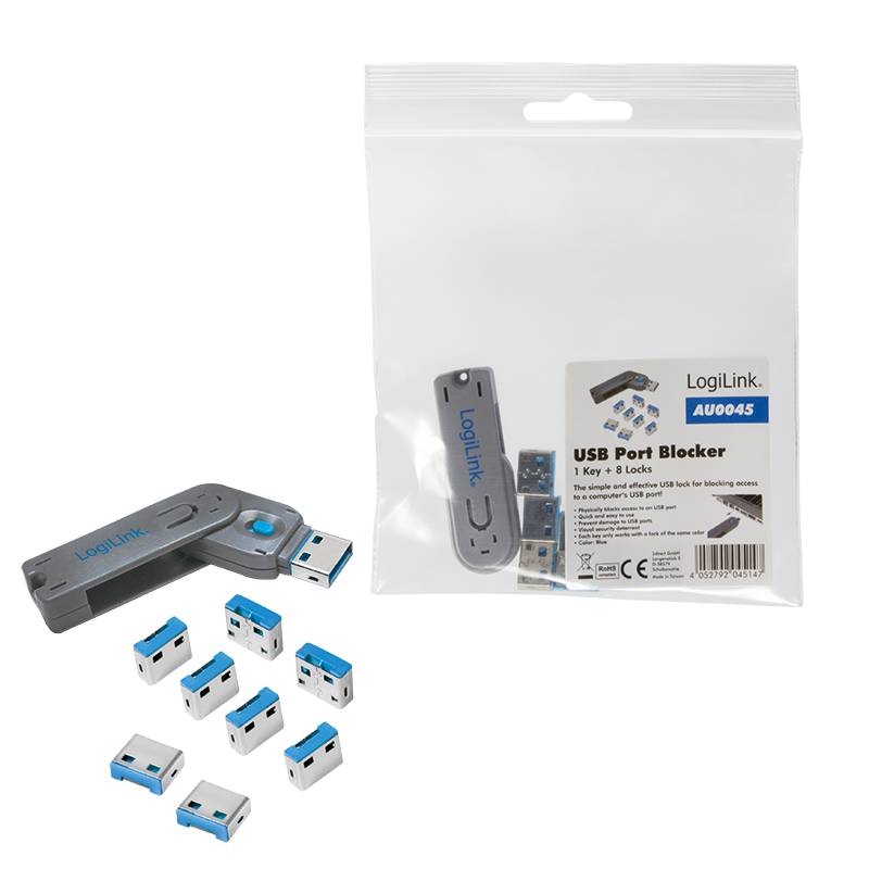 LogiLink USB-Port Schloss (1x Schlüssel und 8x Schlösser)-4