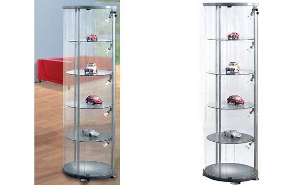 kerkmann Rund-Vitrine expoline, 4 Glasböden, alusilber (71400001)-0
