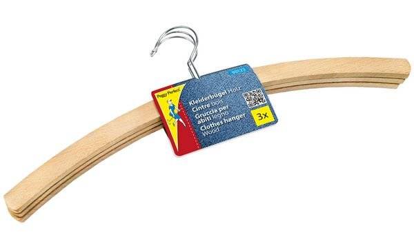 Peggy Perfect Holz-Kleiderbügel ohne Steg, natur, 3er Pack (6422182)-1