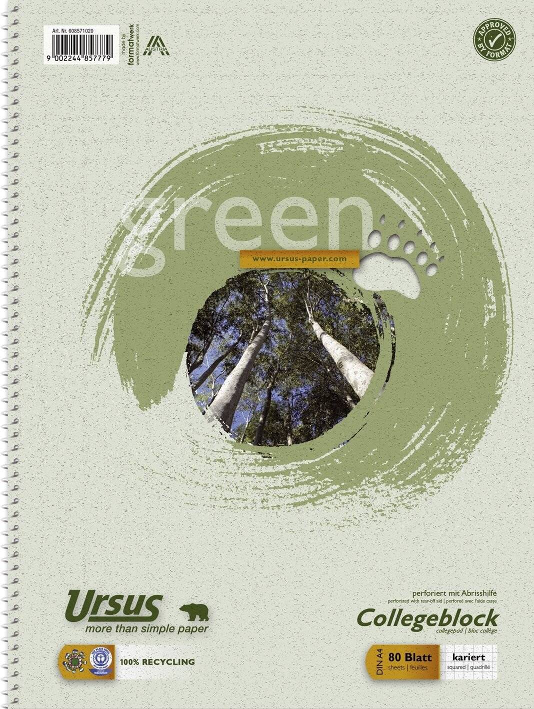 Ursus Collegeblock 608571020 DIN A4 60g 80Bl. kariert-3