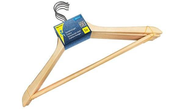 Peggy Perfect Holz-Kleiderbügel mit Steg, natur, 5er Pack-1