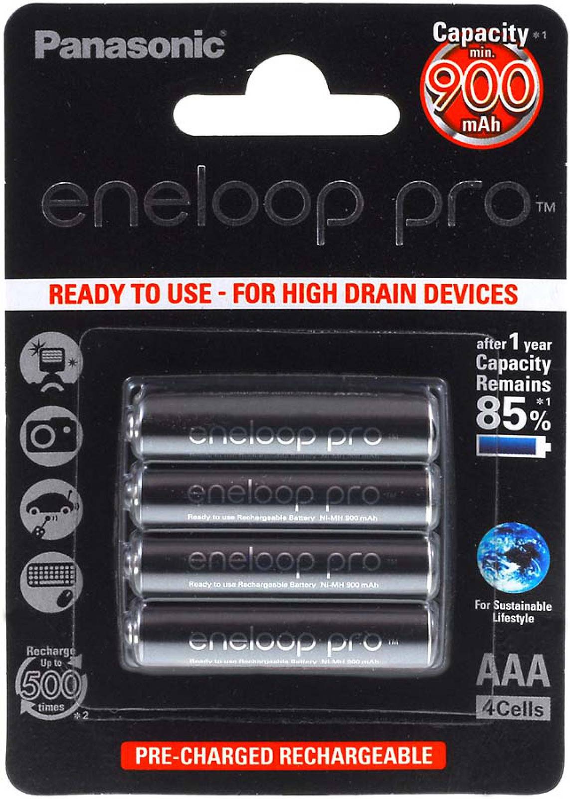 Panasonic eneloop Pro Akku AAA - 4er-Blister (BK-4HCDE/4BE), 4x 1,2V, NiMH-0
