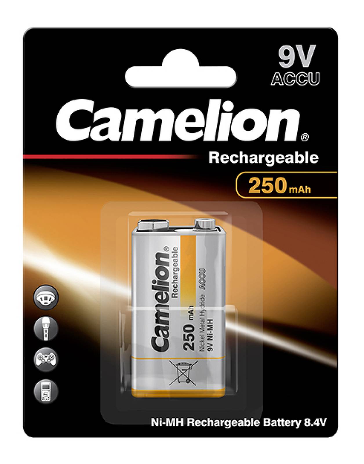 Camelion 9V-Block HR6F22 250mAh 1er Blister, 8,4V & 9V, NiMH-0