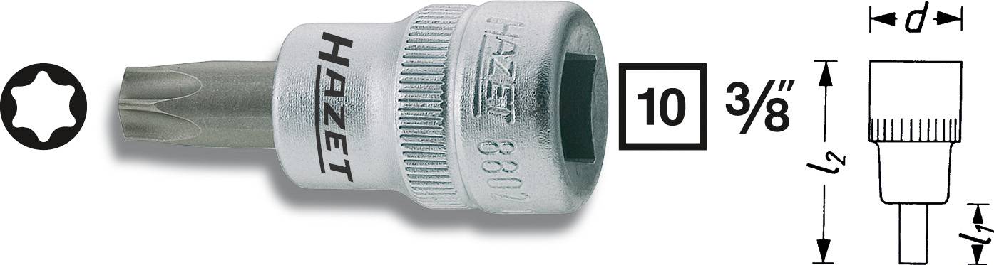 HAZET Torx-Schraubendreher-Einsatz 10 mm (3/8\") 8802-T20 Länge 43.5 mm (8802-T20)