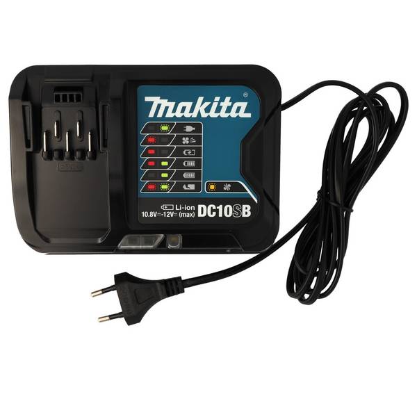 Schnell-Ladegerät Makita DC10SB 10,8V (197347-2) für Schiebe-Akkus Original (10,8V & 12V kompatibel), 10,8V & 12V