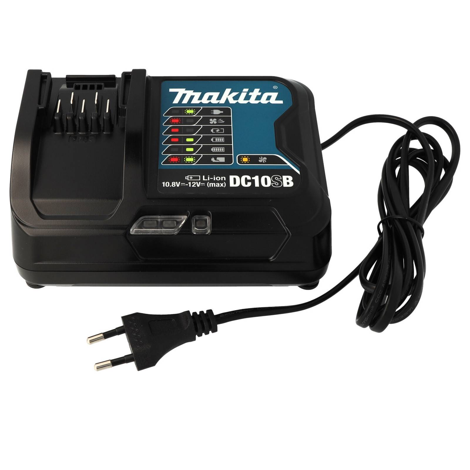 Schnell-Ladegerät Makita DC10SB 10,8V (197347-2) für Schiebe-Akkus Original (10,8V & 12V kompatibel), 10,8V & 12V-2