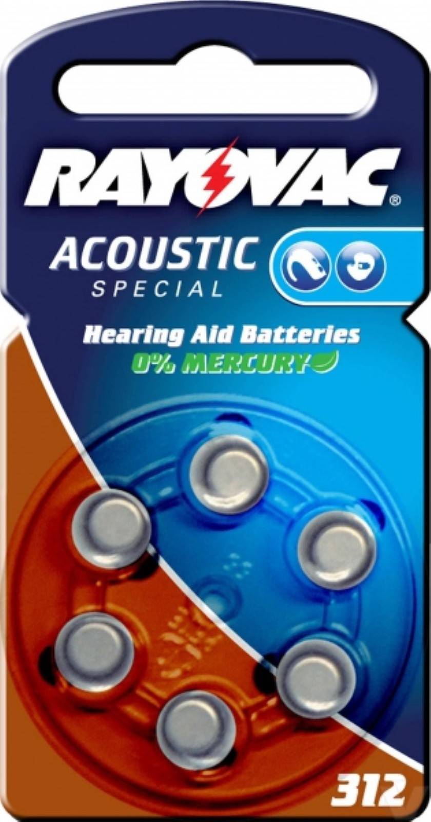 Rayovac Acoustic Special Hörgerätebatterie Typ 312 6er Blister, 1,4V, Zink-Luft-0