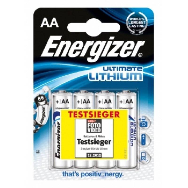 Energizer Ultimate Lithium LR6 Batterie 4er Blister, 1,5V, Li-FeS 2-1