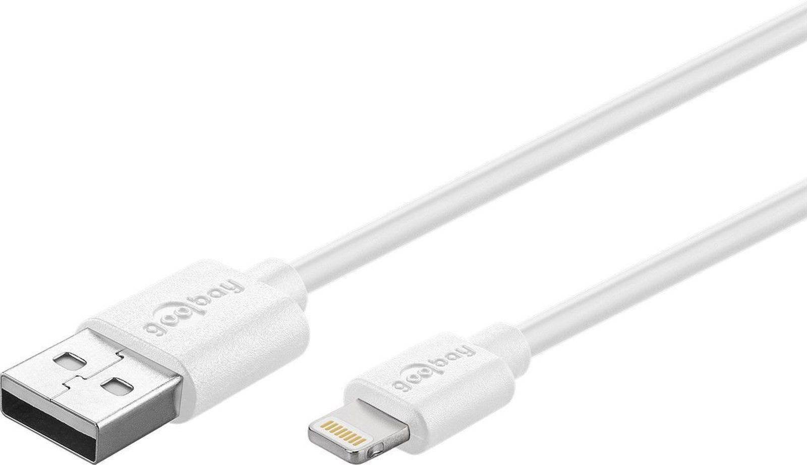 goobay Lightning MFi / USB Sync- und Ladekabel kompatibel mit Apple iPhone/iPad Weiß-0