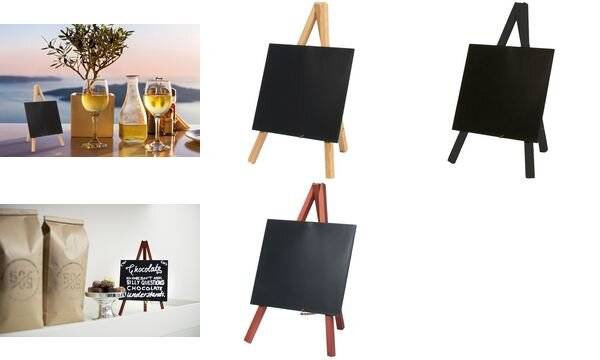 Securit Tisch-Kreidetafel MINI mit Staffelei, mahagoni-1