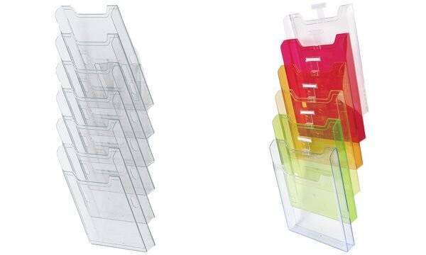 Wandprospekthalter A4 hoch 6Fächer transparent-2