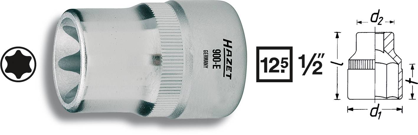 HAZET Torx-Steckschlüssel-Einsatz 12,5 mm (1/2\") 900-E24 Länge 41.2 mm (900-E24)