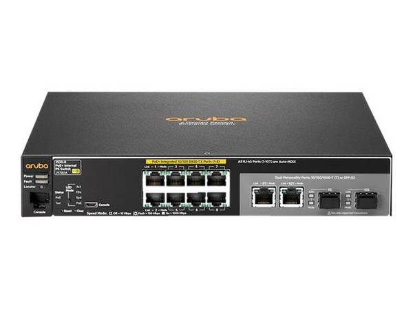 HPE Aruba 2530-8-PoE+ - Switch - managed - 8 x 10/100 + 2 x Gigabit SFP + 2 x 10/100/1000 - Desktop, an Rack montierbar,