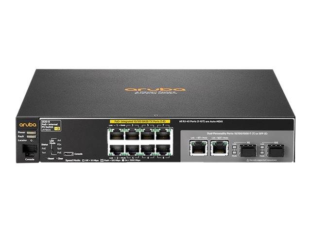 HPE Aruba 2530-8-PoE+ - Switch - managed - 8 x 10/100 + 2 x Gigabit SFP + 2 x 10/100/1000 - Desktop, an Rack montierbar,-0