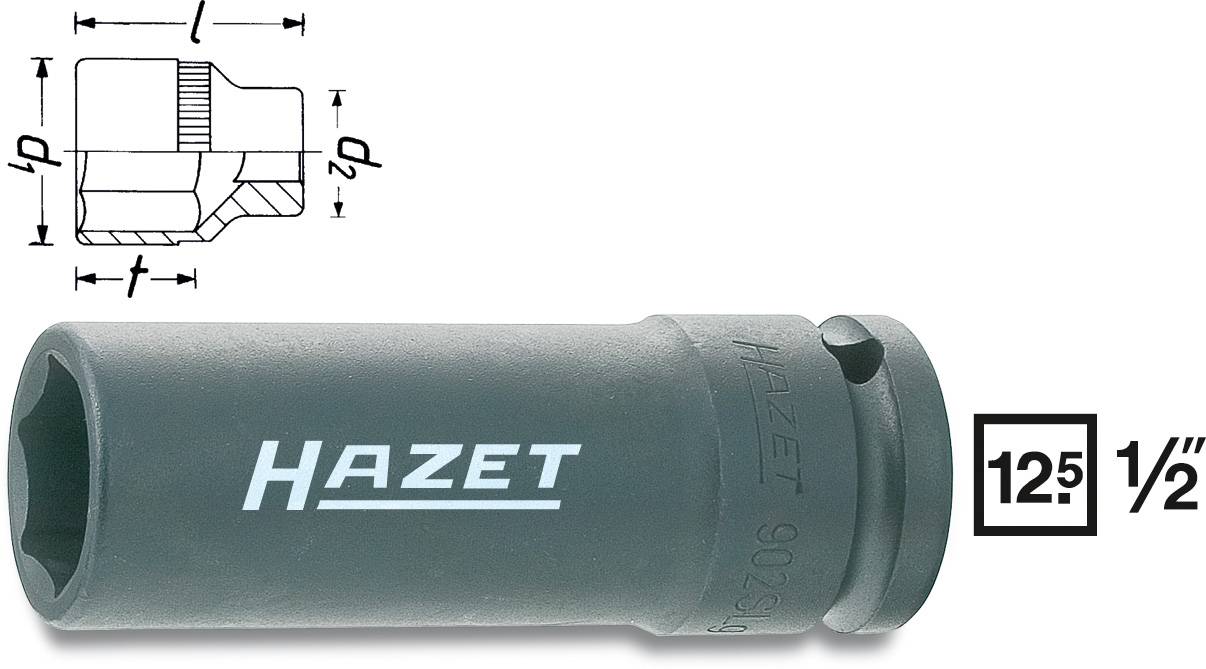 HAZET Außen-Sechskant Kraft-Steckschlüsseleinsatz 17 mm 1/2\" (12.5 mm) Produktabmessung, Länge 85 mm
