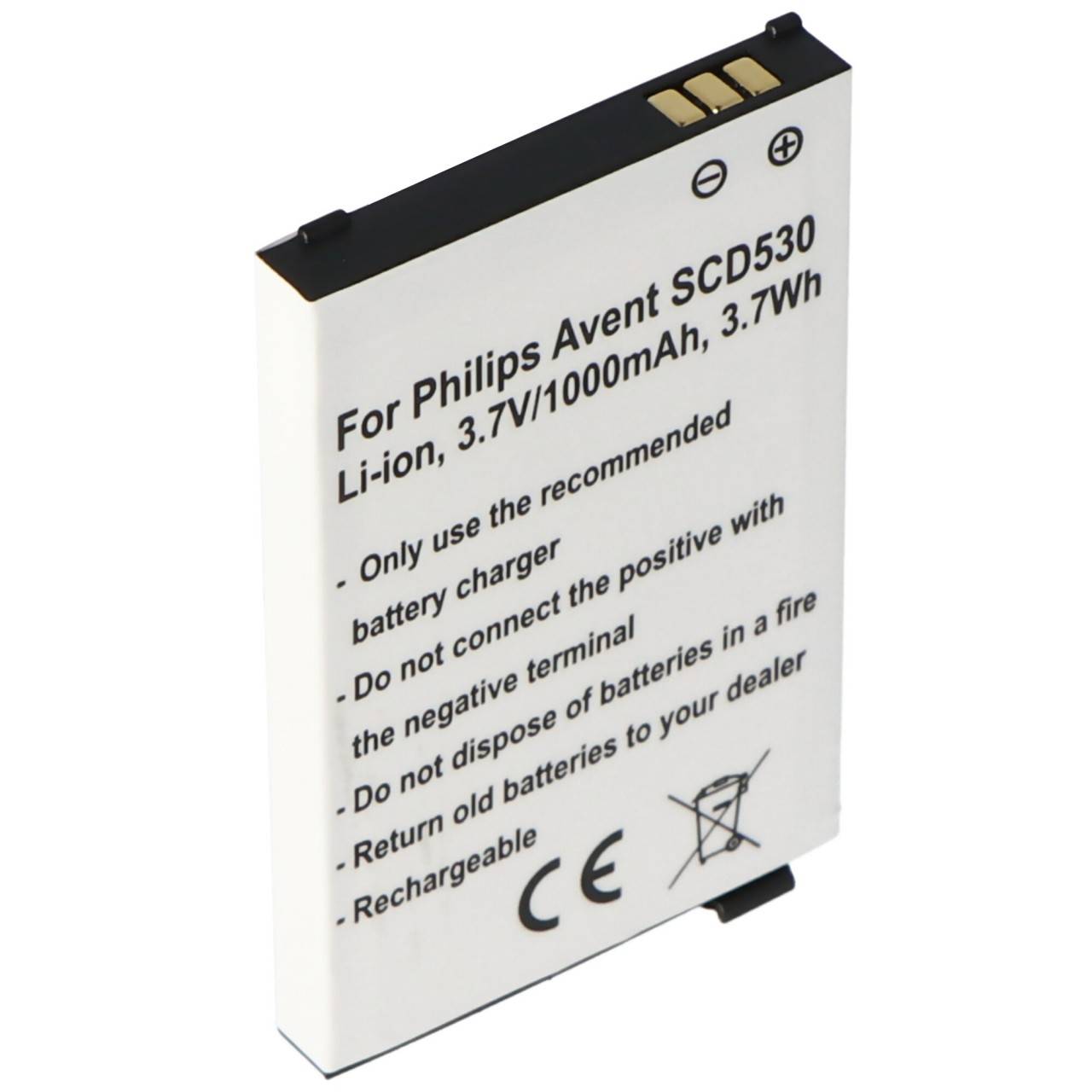 Akku passend für Philips Avent SCD530, Li-Ion, 3,7V, 1000mAh, 3,7Wh-3
