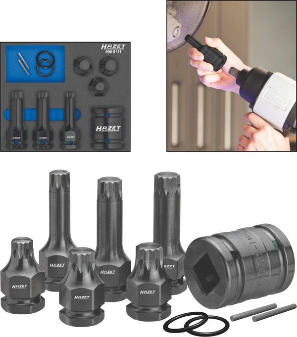 Hazet  Kraft-Steckschlüsseleinsatz-Set  1/2" (12.5 mm) 11teilig 990S/11