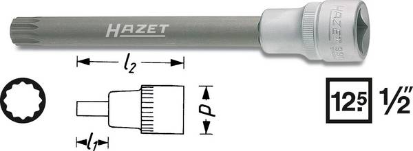 Hazet 990SLG-10 Steckschlüssel-Bit-Einsatz  1/2" (12.5 mm)  990SLG-10