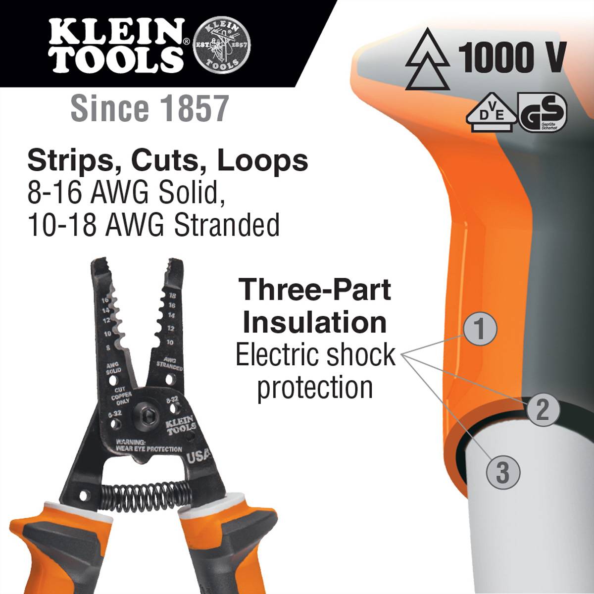 KLEIN TOOLS 11054EINS Isolierte Abisolierzange/Schneider-1
