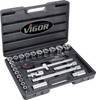 Vigor Steckschlüsselsatz metrisch 1/2" (12.5 mm) 25teilig V2460