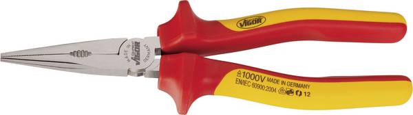 Vigor V2630 VDE Flachrundzange Gerade  200 mm